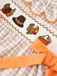 Load image into Gallery viewer, Thanksgiving Smocked Girls Dress Bloomer Set Turkey Embroidery
