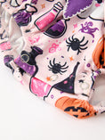Load image into Gallery viewer, Halloween Pumpkin Ghost Baby Girl Bubble Romper Ruffle Bow Detail
