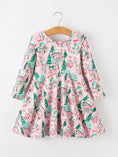 Load image into Gallery viewer, Christmas Girls Pink Holiday Village Print Twirl Dress
