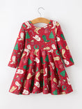 Load image into Gallery viewer, Girls Christmas Wreaths Twirl Long Sleeve Festive Dress
