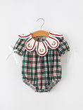 Load image into Gallery viewer, Baby Girl Christmas Plaid Wreath Embroidery Bubble Romper
