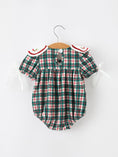 Load image into Gallery viewer, Baby Girl Christmas Plaid Wreath Embroidery Bubble Romper
