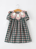 Load image into Gallery viewer, Baby Girl Christmas Plaid Embroidered Dress Wreath Collar
