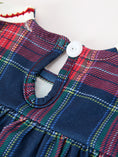 Load image into Gallery viewer, Navy Red Christmas Plaid Wreath Baby Girl Bubble Romper
