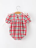 Load image into Gallery viewer, Red Christmas Plaid Wreath Baby Girl Bubble Romper
