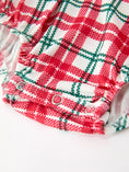 Load image into Gallery viewer, Red Christmas Plaid Wreath Baby Girl Bubble Romper
