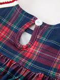 Load image into Gallery viewer, Navy Red Christmas Plaid Wreath Embroidered Girl Dress
