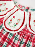 Load image into Gallery viewer, Red Christmas Plaid Wreath Embroidered Girl Dress
