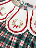 Load image into Gallery viewer, Baby Girl Christmas Plaid Embroidered Dress Wreath Collar
