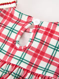 Load image into Gallery viewer, Red Christmas Plaid Wreath Embroidered Girl Dress
