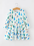 Load image into Gallery viewer, Christmas Girls Winter Ski & Pine Tree Print Twirl Dress
