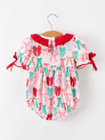 Load image into Gallery viewer, Baby Girl Christmas Smocked Bubble Romper Bow Print
