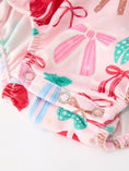 Load image into Gallery viewer, Baby Girl Christmas Smocked Bubble Romper Bow Print
