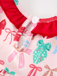 Load image into Gallery viewer, Baby Girl Christmas Smocked Bubble Romper Bow Print
