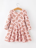 Load image into Gallery viewer, Christmas Girls Gingerbread Print Twirl Long Sleeve Dress
