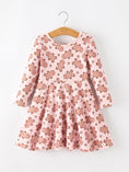 Load image into Gallery viewer, Christmas Girls Gingerbread Print Twirl Long Sleeve Dress
