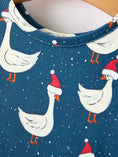 Load image into Gallery viewer, Christmas Girls Goose Twirl Dress Navy Long Sleeve Dress
