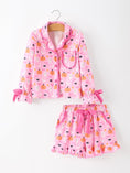 Load image into Gallery viewer, Halloween Pumpkin Ghost Print Girls Pajama Set Long Sleeve Top and Shorts
