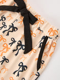 Load image into Gallery viewer, Halloween Bow Print Girls Pajama Set Long Sleeve Top and Shorts
