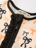 Load image into Gallery viewer, Halloween Bow Print Baby Girl Pajamas Ruffle Zipper Romper
