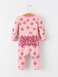 Load image into Gallery viewer, Fall Thanksgiving Pink Pumpkin Ruffle Zip Sleeper Waffle Jumpsuit
