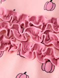 Load image into Gallery viewer, Fall Thanksgiving Pink Pumpkin Ruffle Zip Sleeper Waffle Jumpsuit
