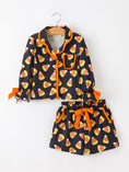 Load image into Gallery viewer, Halloween Candy Corn Mommy and Me Pajama Set Matching Lounge Set
