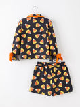 Load image into Gallery viewer, Halloween Candy Corn Mommy and Me Pajama Set Matching Lounge Set
