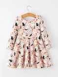 Load image into Gallery viewer, Halloween Black Cat Girls Twirl Dress
