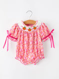 Load image into Gallery viewer, Girls Halloween & Thanksgiving Floral Smocked Bubble Romper
