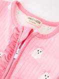 Load image into Gallery viewer, Halloween Ghost Baby Girl Pink Pajamas Ruffle Zipper Romper
