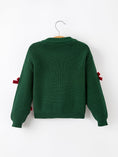 Load image into Gallery viewer, Girls Christmas Jolly Candy Cane Bow Knit Sweater
