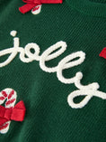 Load image into Gallery viewer, Girls Christmas Jolly Candy Cane Bow Knit Sweater
