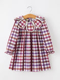 Load image into Gallery viewer, Fall Plaid Petals Collar Girls Dress
