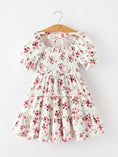 Load image into Gallery viewer, Floral Ruffle Girls Dress Puff Sleeve Party Dress
