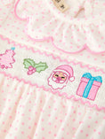 Load image into Gallery viewer, Christmas Smocked Baby Girl Bubble Romper Embroidered Ruffle Collar
