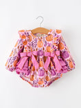 Load image into Gallery viewer, Halloween Thanksgiving Pumpkin Girls Romper with Ruffle Bow
