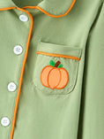 Load image into Gallery viewer, Fall Green Kids Pajamas Set Pumpkin Embroidery Button Sleepwear
