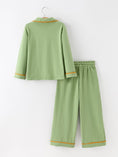 Load image into Gallery viewer, Fall Green Kids Pajamas Set Pumpkin Embroidery Button Sleepwear
