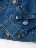 Load image into Gallery viewer, Girls Denim Bow Sleeve Button-Front Jacket
