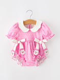 Load image into Gallery viewer, Christmas Baby Girls Santa Bow Peter Pan Collar Romper
