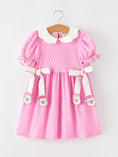 Load image into Gallery viewer, Christmas Girls Santa Bow Peter Pan Collar Dress
