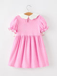 Load image into Gallery viewer, Christmas Girls Santa Bow Peter Pan Collar Dress

