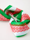 Load image into Gallery viewer, Christmas Red Lace Green Layered Bow Hair Clip 6.3 Inches
