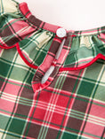 Load image into Gallery viewer, Christmas Girls Plaid Smocked Ruffle Collar Bow Dress
