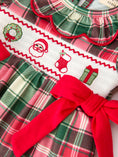 Load image into Gallery viewer, Christmas Girls Plaid Smocked Ruffle Collar Bloomer Set
