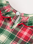 Load image into Gallery viewer, Christmas Girls Plaid Smocked Ruffle Collar Bloomer Set
