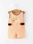 Load image into Gallery viewer, Boys Halloween Dog Pumpkin Jonjon Plaid Trim Outfit

