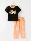 Load image into Gallery viewer, Boys Halloween Dog Pumpkin Outfit Set Plaid Pants
