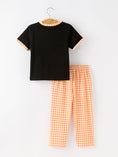Load image into Gallery viewer, Boys Halloween Dog Pumpkin Outfit Set Plaid Pants
